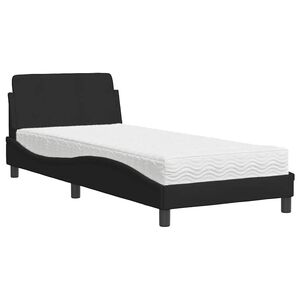vidaXL Cama com colch&atilde;o Dover 80x200 cm tecido preto