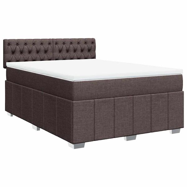 vidaXL Cama com molas/colch&atilde;o 140x190 cm tecido castanho-escuro
