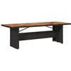 vidaXL Mesa de jardim com tampo de madeira de ac&aacute;cia vime PE preto