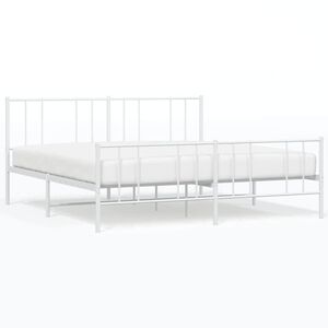 vidaXL Estrutura de cama com cabeceira e p&eacute;s 193x203 cm metal branco