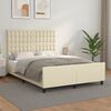 vidaXL Estrutura de cama c/ cabeceira couro artificial 140x190cm creme