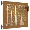 vidaXL Port&atilde;o de jardim 85x75 cm a&ccedil;o corten design bambu
