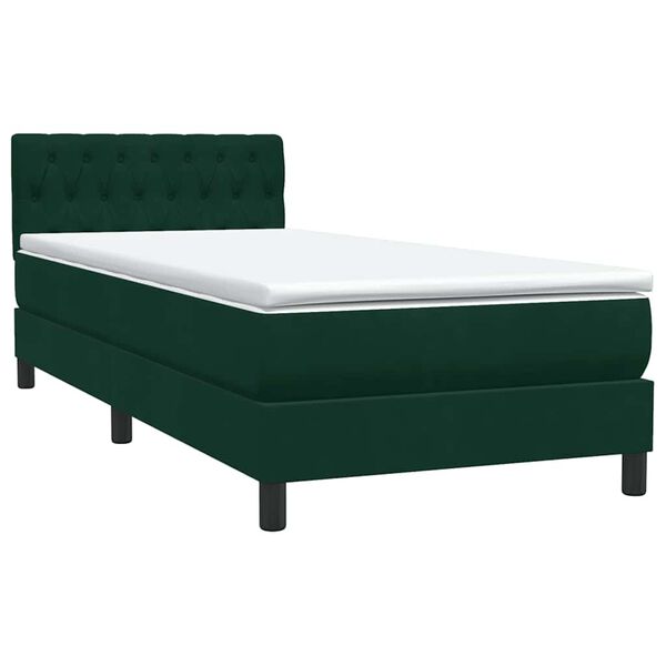 vidaXL Cama com molas/colch&atilde;o 100x220 cm veludo verde-escuro