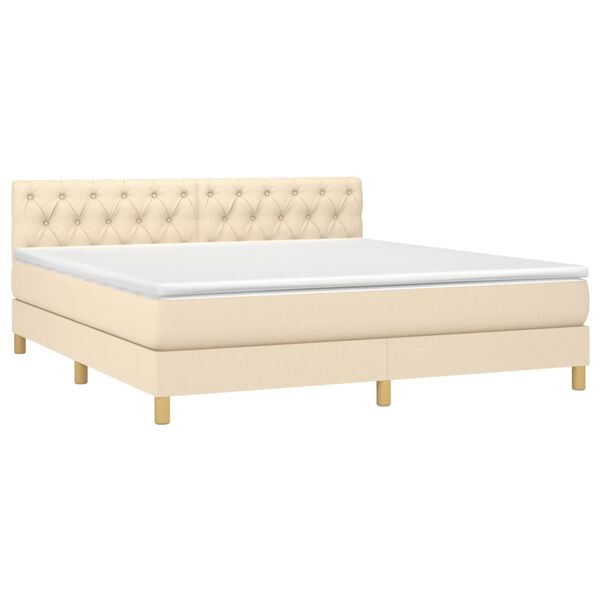 vidaXL Cama com molas/colch&atilde;o 160x200 cm tecido cor creme