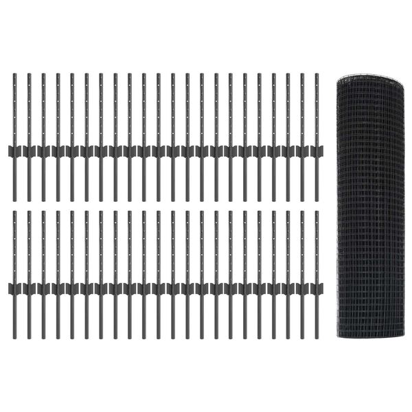 vidaXL Cerca com Poste Cinzeto 0,4 x 100 m A&ccedil;o e PVC