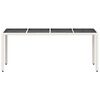 vidaXL Mesa de jardim com tampo de vidro 190x90x75 cm vime PE branco