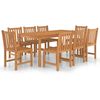 vidaXL Conjunto de jantar de jardim de 9 pe&ccedil;as, 180x90 cm, madeira de teca maci&ccedil;a