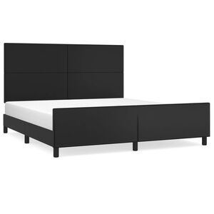 vidaXL Estrutura cama c/ cabeceira 160x200 cm couro artificial preto