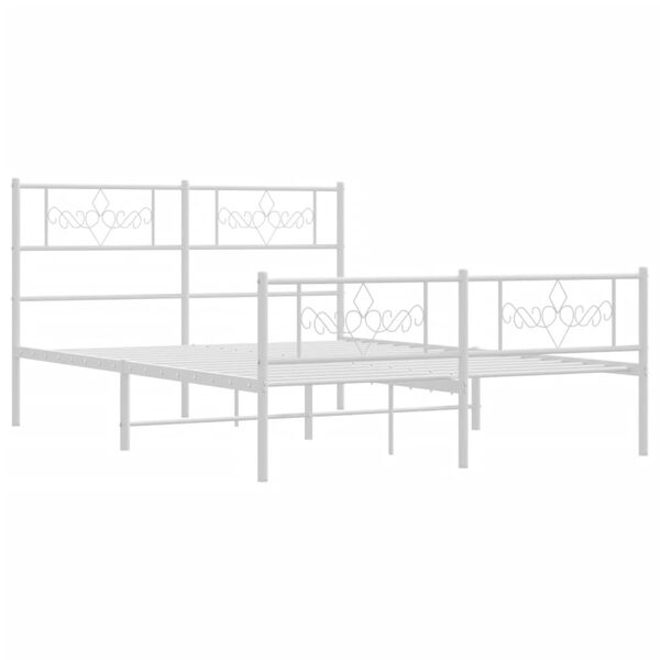 vidaXL Estrutura de cama com cabeceira e p&eacute;s 140x190 cm metal branco