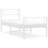 vidaXL Estrutura de cama com cabeceira e p&eacute;s 90x200 cm metal branco