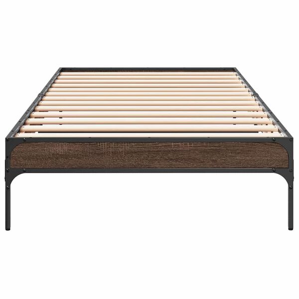 vidaXL Estrutura de cama derivados de madeira/metal carvalho castanho