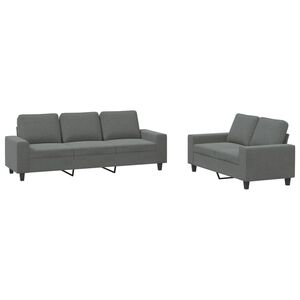 vidaXL 2 pcs conjunto de sof&aacute;s tecido cinzento-escuro