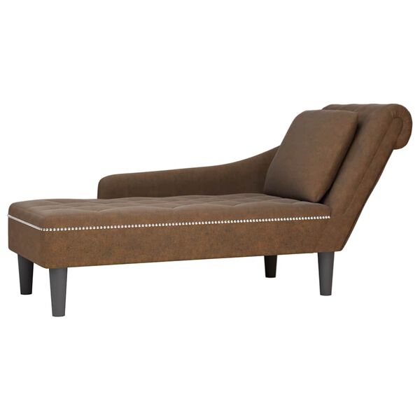 vidaXL Chaise lounge c/ almofada/apoio bra&ccedil;os direito couro artificial