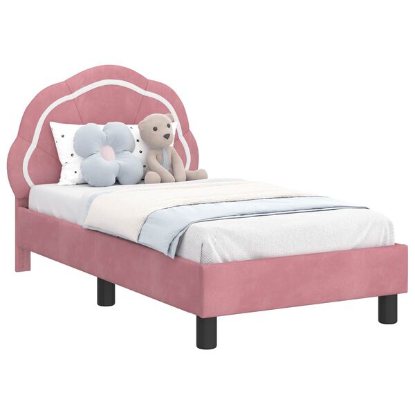 vidaXL Estrutura de Cama para Crian&ccedil;a com Cabeceira Rosa 70 x 140 cm
