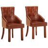 vidaXL Cadeiras de jantar 2 pcs couro de cabra genu&iacute;no castanho