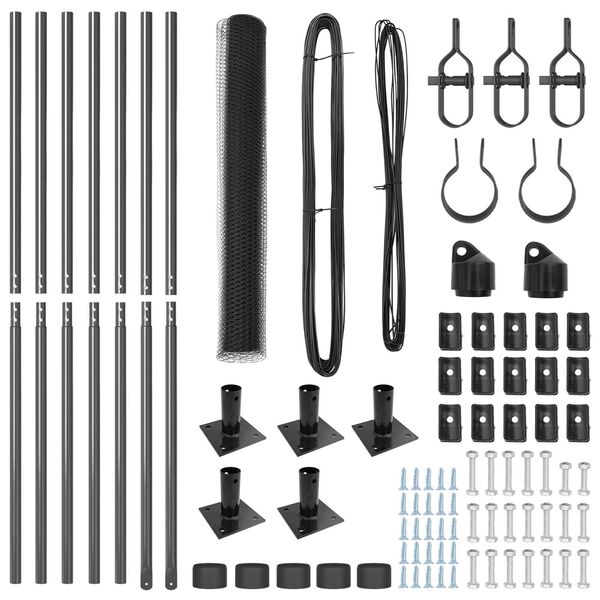 vidaXL Poste de Cerca Cinzeto 10 x 1 m (malha de 13 mm) A&ccedil;o e PVC