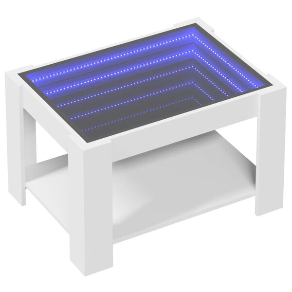 vidaXL Mesa de centro c/ LEDs 73x53x45 cm derivados de madeira branco