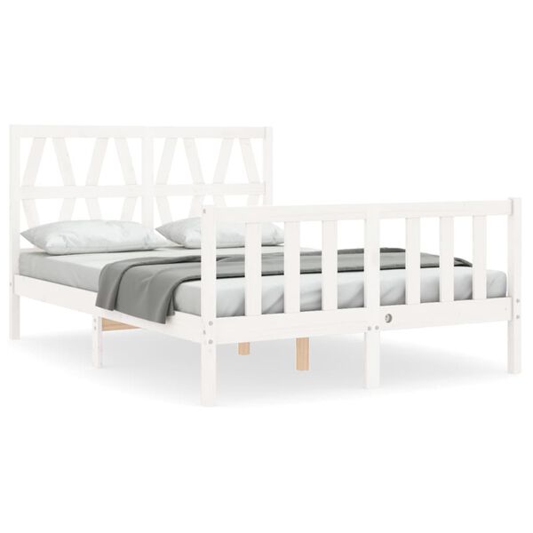 vidaXL Cama sem colch&atilde;o 120x200 cm madeira de pinho maci&ccedil;a branco