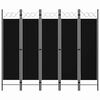 vidaXL Divis&oacute;ria de quarto com 5 pain&eacute;is 200x180 cm preto
