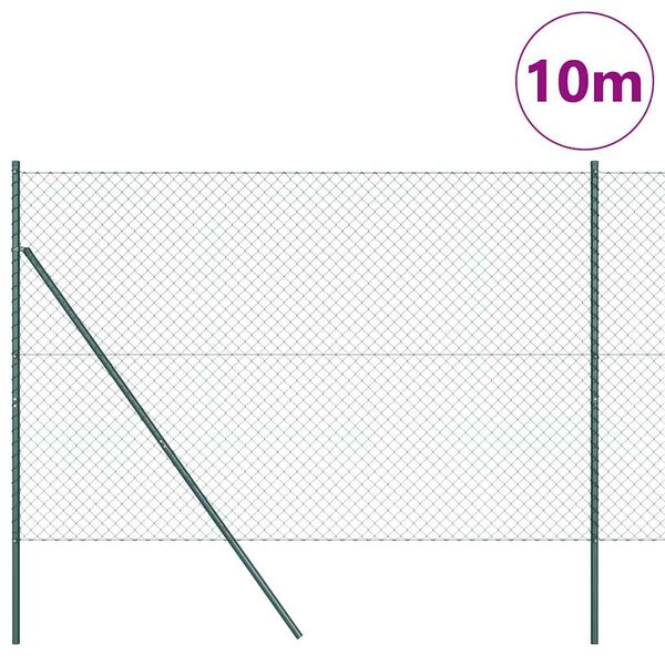 vidaXL Poste de Cerca Verde 10 x 1,6 m (malha de 40 x 40 mm) A&ccedil;o e PVC