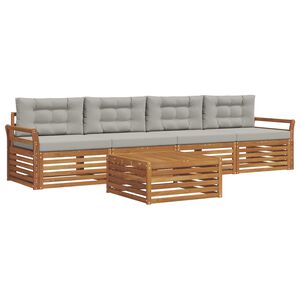 vidaXL Conjunto de Sof&aacute;s para Exterior 5 pcs Cinza Natural e Claro