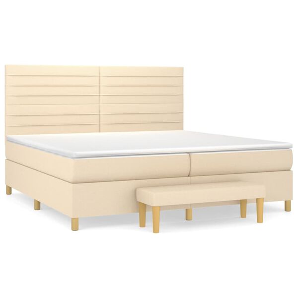vidaXL Cama com molas/colch&atilde;o 200x200 cm tecido cor creme