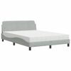 vidaXL Cama com colch&atilde;o Dover 120x200 cm veludo cinzento-claro