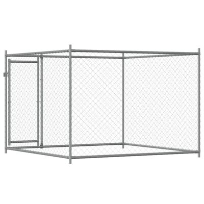 vidaXL Jaula para cão com porta 2x2x1,5 m aço galvanizado cinzento