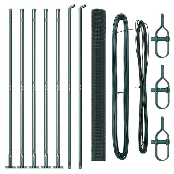 vidaXL Poste de Cerca Verde 10 x 1,5 m (malha de 16 x 16 mm) A&ccedil;o e PVC