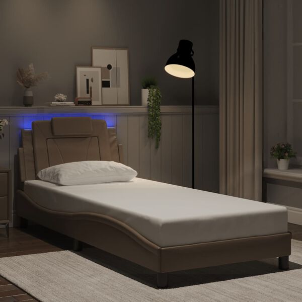 vidaXL Estrutura de cama Viana com LED sem colch&atilde;o 80x200cm cappuccino