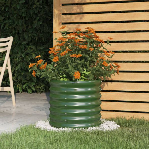 vidaXL Vaso/floreira de jardim a&ccedil;o galvanizado 40x40x36 cm verde