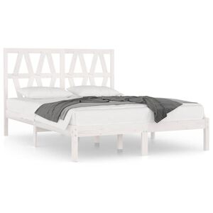 vidaXL Estrutura de cama 120x200 cm pinho maci&ccedil;o branco