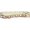 vidaXL Conjunto de Sof&aacute;s para Exterior 7 pcs Natural e Creme