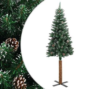 vidaXL &Aacute;rvore de Natal fina madeira genu&iacute;na e neve branca 180 cm verde
