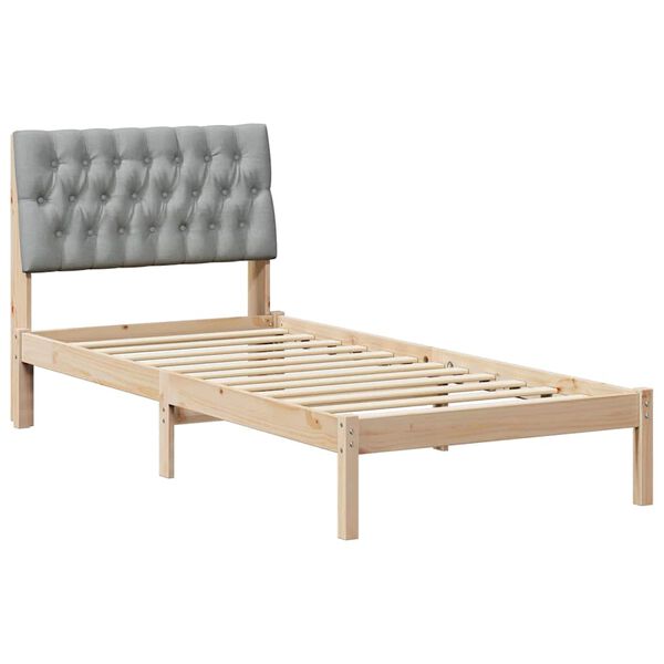 vidaXL Estrutura de Cama com Cabeceira Estofada Castanho 90 x 200 cm