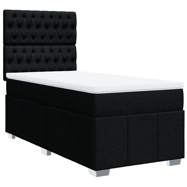 vidaXL Cama com molas/colch&atilde;o 90x190 cm tecido preto