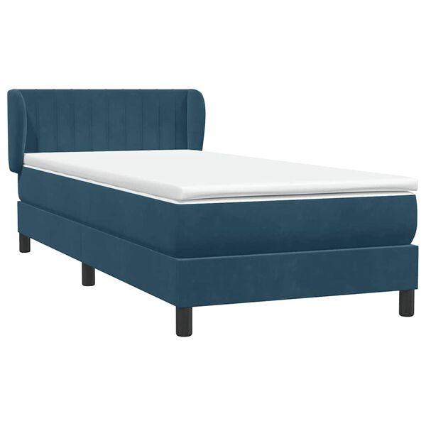 vidaXL Cama com molas/colch&atilde;o azul-escuro 80x210 cm veludo