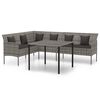 vidaXL 2 pcs conjunto de jantar p/ jardim c/ almofad&otilde;es vime PE cinza