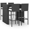 vidaXL 5 pcs conjunto de bar p/ jardim c/ almofad&otilde;es vime PE preto