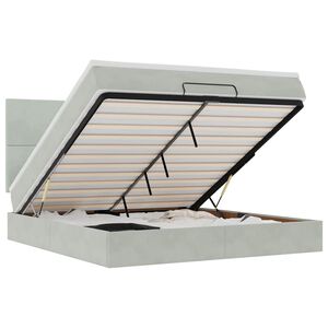 vidaXL Estrutura cama otomana colch&otilde;es 160x200cm veludo cinzento claro