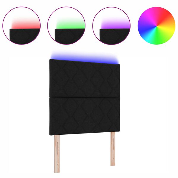 vidaXL Cabeceira com luzes de tira LED Ajust&aacute;vel Preto 100 cm tecido