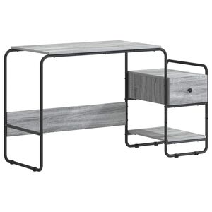vidaXL Mesa com Armazenamento Sonoma cinzento 131,5 x 50 x 75,5 cm