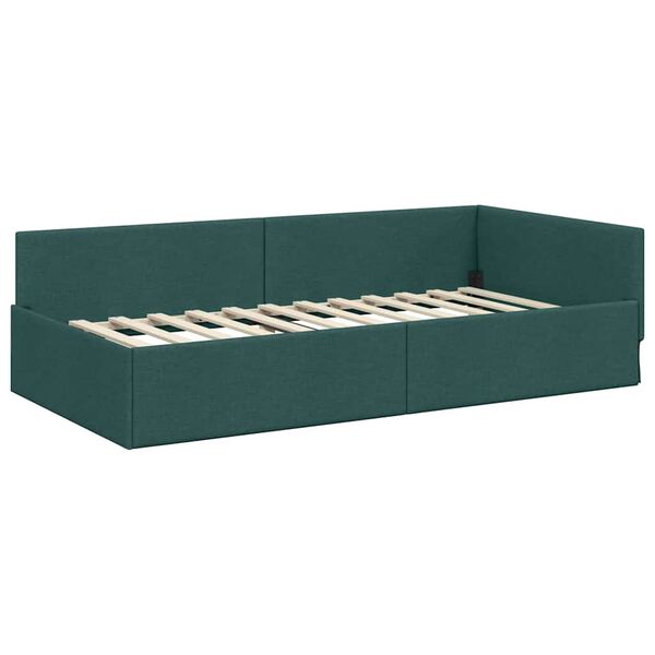 vidaXL Estrutura de Cama de Canto Verde Escuro 80 cm x 200 cm Veludo