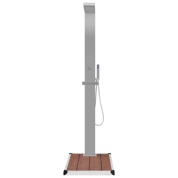 vidaXL Chuveiro para exterior com base WPC aço inoxidável