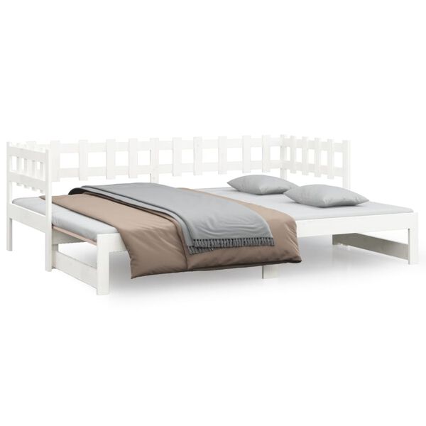 820736 vidaXL Sof&aacute;-cama de puxar 2x(80x200) cm pinho maci&ccedil;o branco