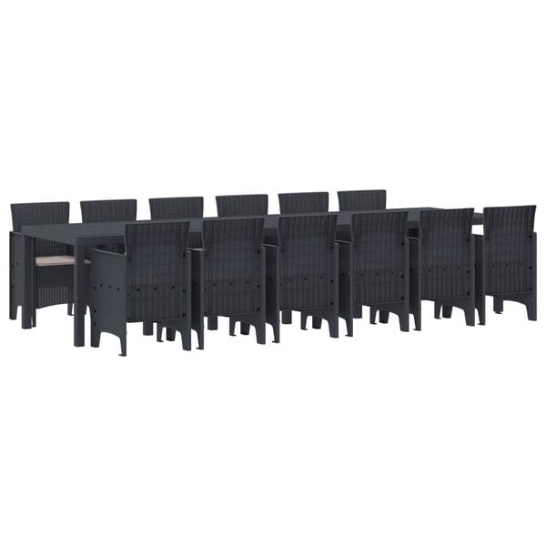 vidaXL Conjunto de Jantar para Jardim 13 pcs Antracite Rattan Polt