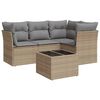 vidaXL 5 pcs conjunto de sof&aacute;s p/ jardim com almofad&otilde;es vime PE bege