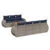 vidaXL Conjunto de sof&aacute; de jardim com 8 pe&ccedil;as e almofadas em rattan sint&eacute;tico cinza