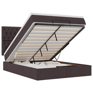 vidaXL Estrutura cama otomana colch&atilde;o 140x190cm tecido castanho escuro