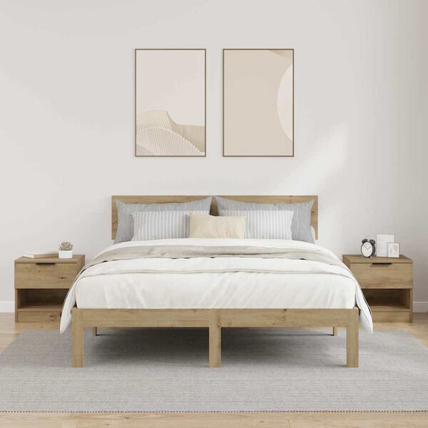 vidaXL Arm&aacute;rio de cama 2 pcs Carvalho Artesanal 40 x 39 x 40cm